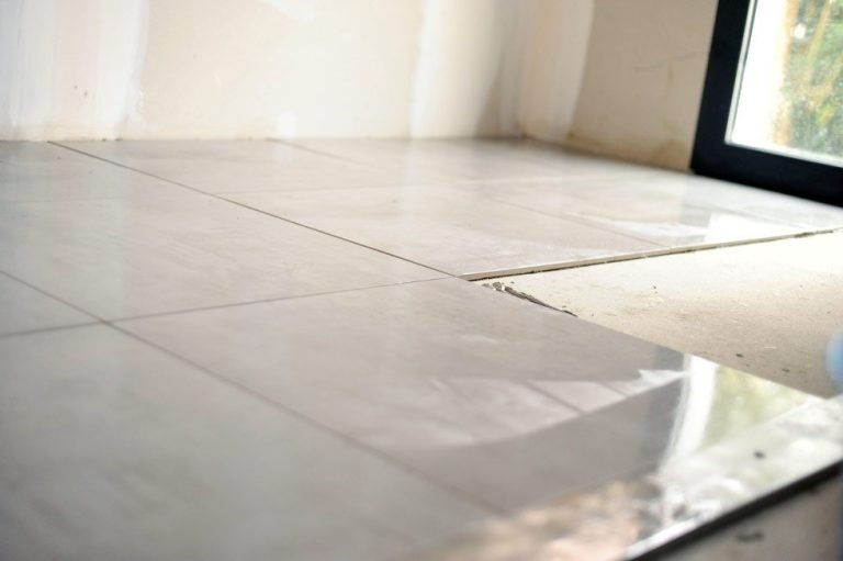 Clean, glossy porcelain floor tile