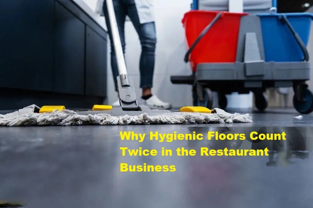 Mopping a commercial floor in a restaurant
